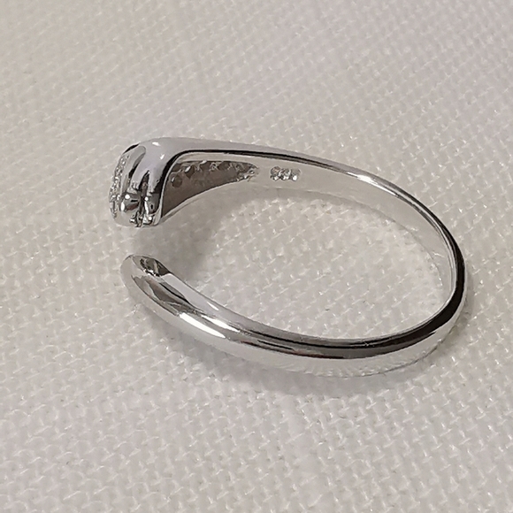 White sapphire black spinel gemstone sterling silver snake ring serpent - Picture 3 of 7